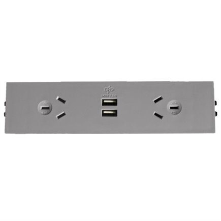 Quick Fit Auto Switched  Outlet with USB (Grey)