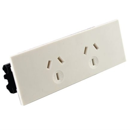 Double GPO Quick Fit Auto Switched Outlet  (White)