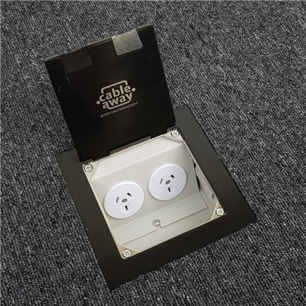 Shallow Floor Outlet Box 2 Power Stainless Steel Black  Flush (Square Edge) 145 Series