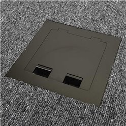 Shallow Floor Outlet Box 2 Power Stainless Steel Black  Flush (Square Edge) 145 Series