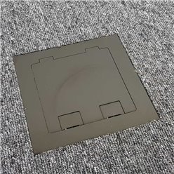 Floor Outlet Box 2 Power 3 Data Stainless Steel Black Flush lid (Square Edge) 145 Series