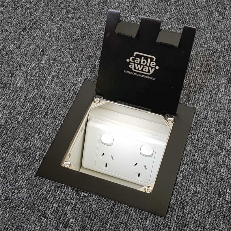 2 Power 4 Data Stainless Steel Recessed Lid Floor Outlet Box
