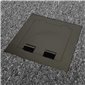 Floor Outlet Box 1 Standard GPO (2 X USB Charge) Stainless Steel Black Flush (Square Edge) 145 Series