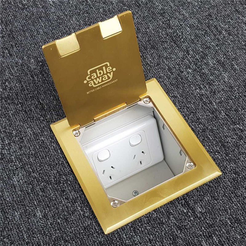 Floor Outlet Box 2 Power Brass Flush 145 Series