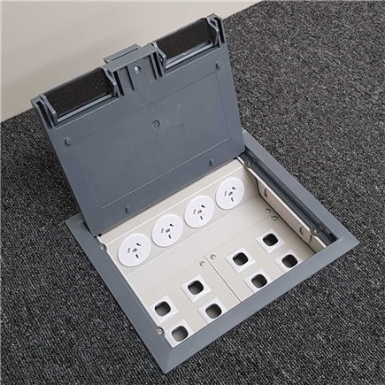 4 Power 8 Data Plastic Lid  Floor Outlet Box