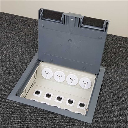 4 Power 10 Data Plastic Lid  Floor Outlet Box