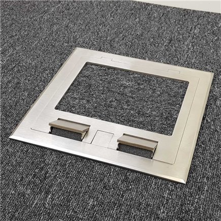 2 Power 8 Data Stainless Steel Recessed Lid  Floor Outlet Box