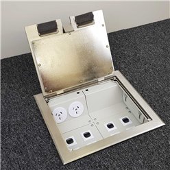 2 Power 8 Data Stainless Steel Recessed Lid  Floor Outlet Box