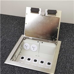 2 Power 10 Data Stainless Steel Recessed Lid  Floor Outlet Box