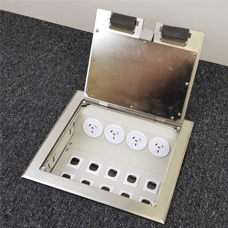 4 Power Stainless Steel Recessed Lid  Floor Outlet Box