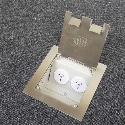 Shallow Floor Outlet Box 2 Power Stainless Steel Flush Square Edge 145 Series