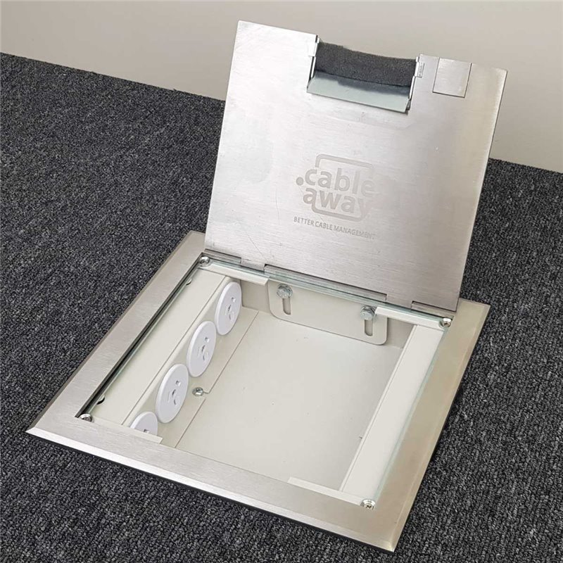 4 Power Shallow Stainless Steel Flush Floor Outlet Box