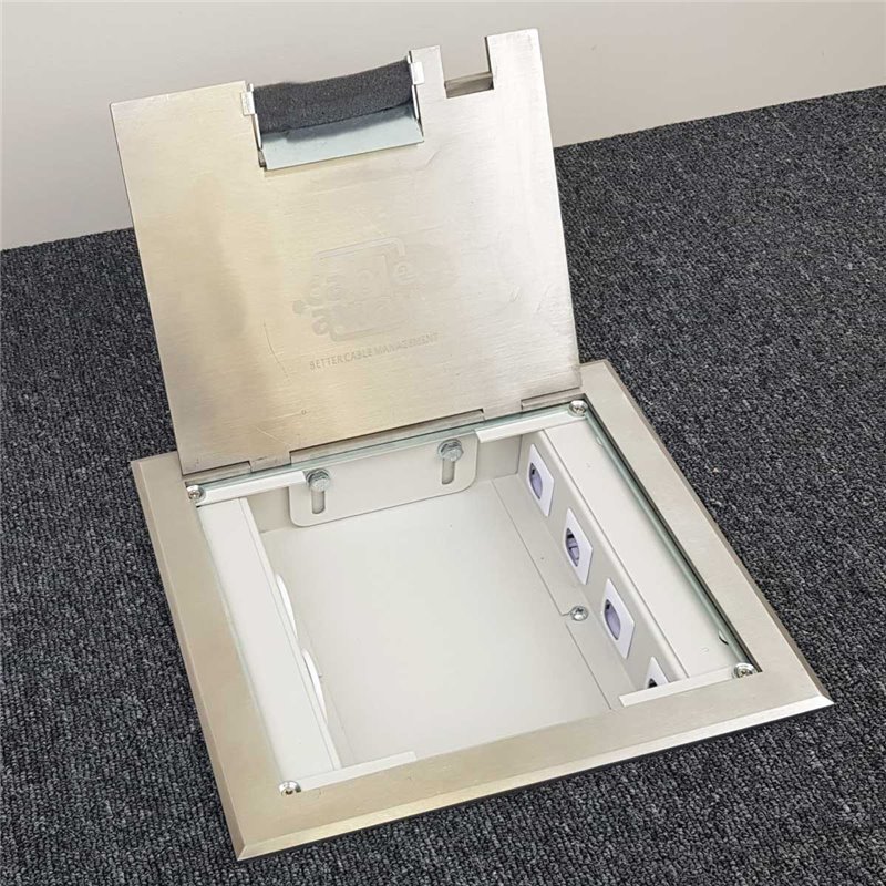 4 Power Shallow Stainless Steel Flush Floor Outlet Box