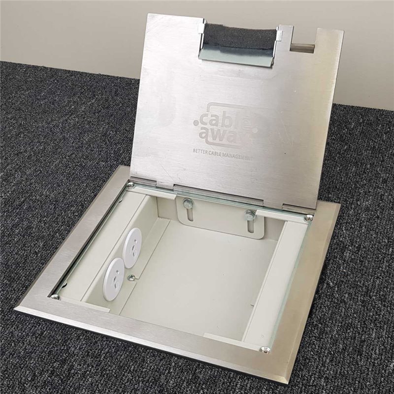 4 Power Shallow Stainless Steel Flush Floor Outlet Box