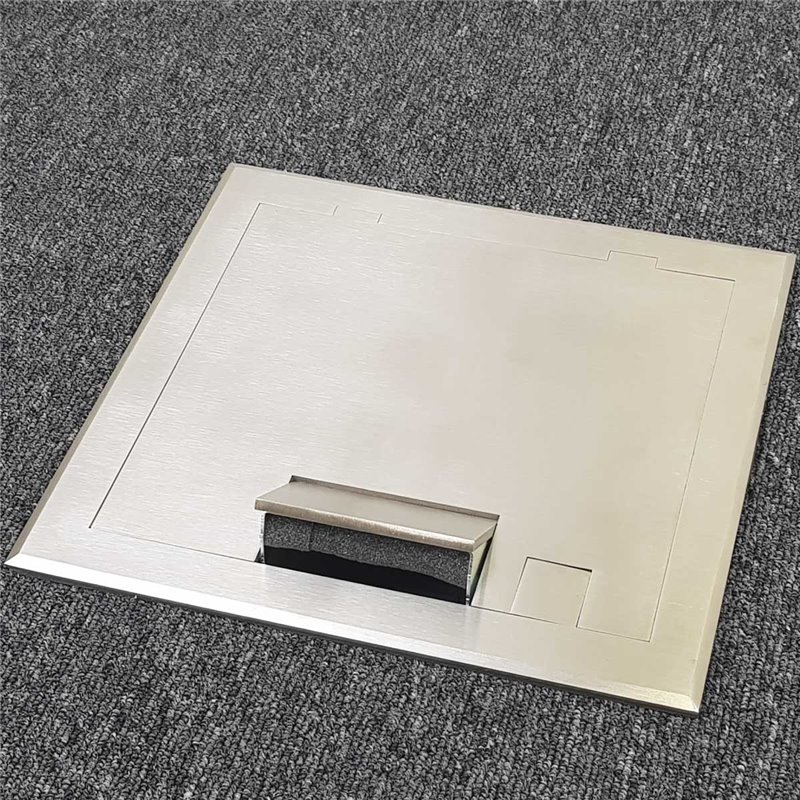 2 Power 6 Data Shallow Stainless Steel Flush Floor Outlet Box