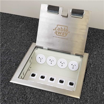 4 Power 10 Data Stainless Steel Flush Lid  Floor Outlet Box