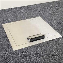 6 Power 5 Data Stainless Steel Flush Lid  Floor Outlet Box (Square Edge)