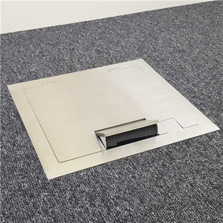 6 Power 5 Data Stainless Steel Flush Lid Floor Outlet Box (Square Edge)