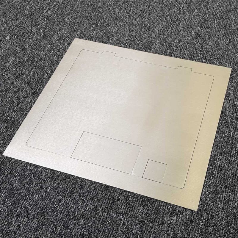 6 Power 5 Data Stainless Steel Flush Lid  Floor Outlet Box (Square Edge)