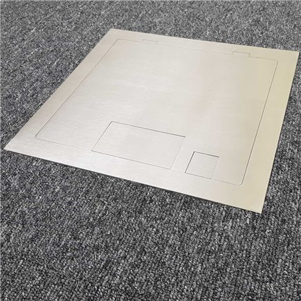 6 Power 5 Data Stainless Steel Flush Lid  Floor Outlet Box (Square Edge)