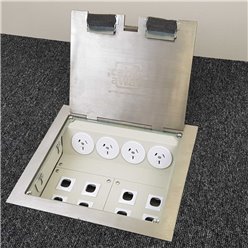 4 Power 8 Data Stainless Steel Square Edge Flush Floor Outlet Box