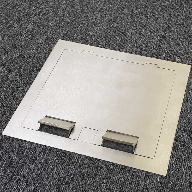 4 Power 10 Data Stainless Steel Square Edge Flush Floor Outlet Box