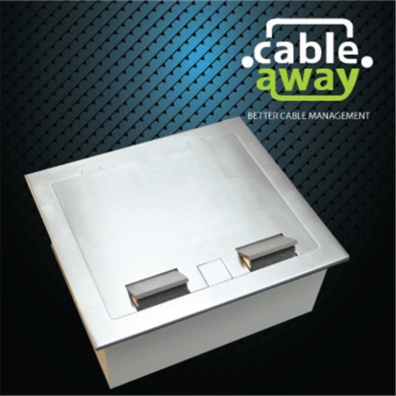 4 Power 10 Data Stainless Steel Square Edge Flush Floor Outlet Box