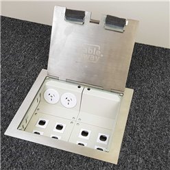 2 Power 8 Data Stainless Steel Square Edge Flush Floor Outlet Box