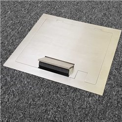 2 Power 4 Data Shallow Stainless Steel Flush (Square Edge) Floor Outlet Box