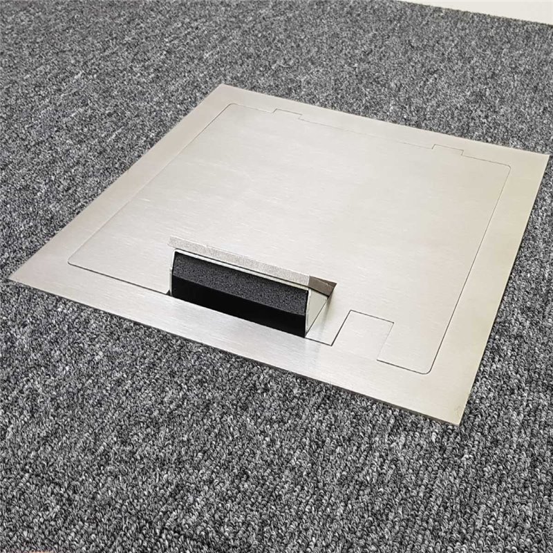 Shallow Floor Box Square Edge Stainless Flush Lid, 2 Power 3 Data