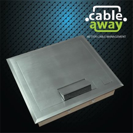 2 Power 4 Data Shallow Stainless Steel Flush (Square Edge) Floor Outlet Box