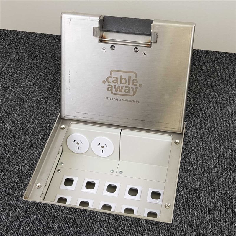 2 Power 10 Data Stainless Steel 19mm Recessed Lid  Floor Outlet Box