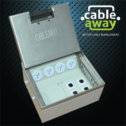 4 Power 4 Data Stainless Steel 14mm Recessed Lid  Floor Outlet Box