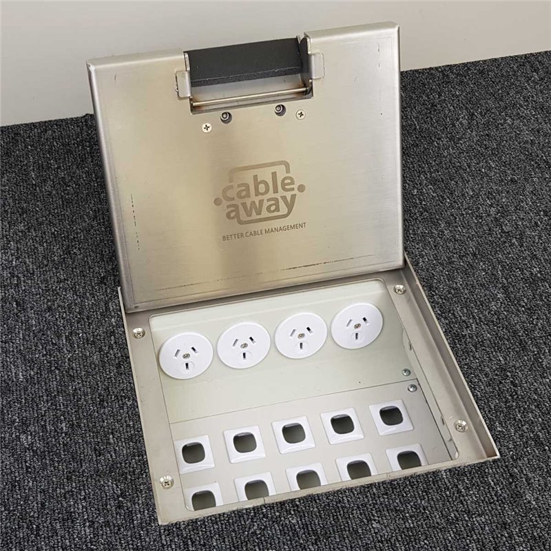 4 Power 10 Data Stainless Steel 14mm Recessed Lid  Floor Outlet Box