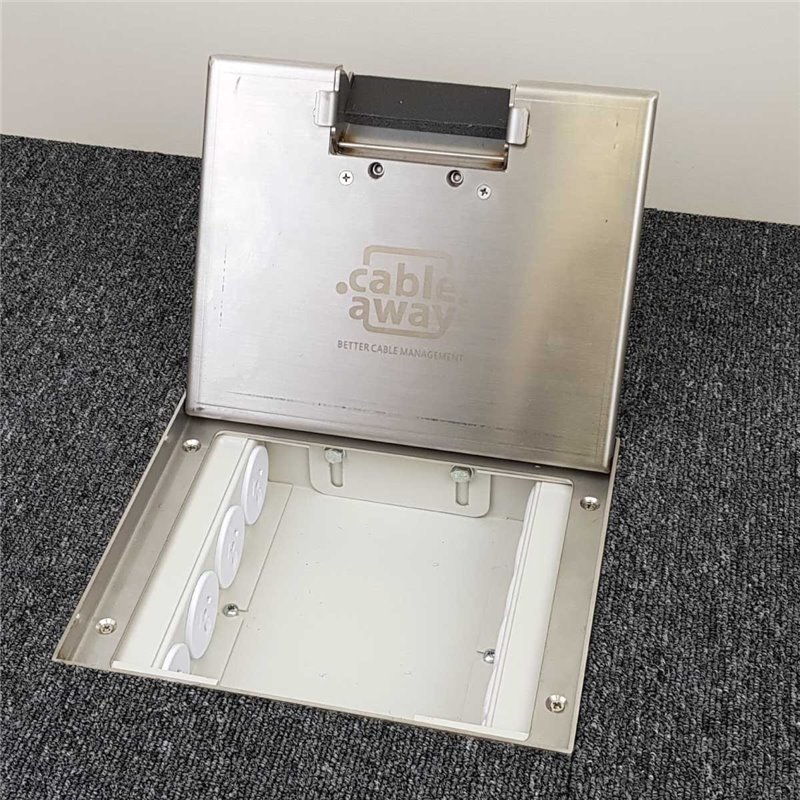 4 Power Shallow Stainless Steel 14mm Recesses Floor Outlet Box