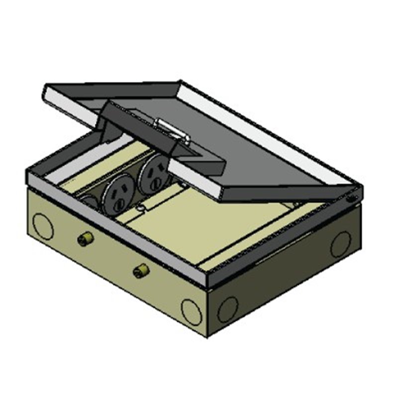 2 Power 6 Data Shallow Stainless Steel 19mm Recessed lid Floor Outlet Box