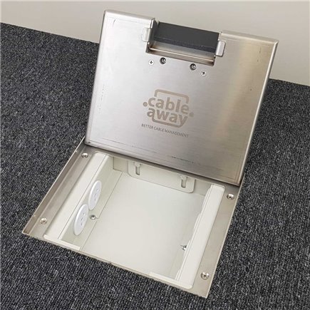 2 Power 4 Data Shallow Stainless Steel 14mm Recessed lid Floor Outlet Box