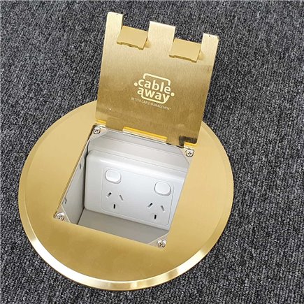 Floor Outlet Box 1 Standard DGPO Brass Round Flush 145 Series