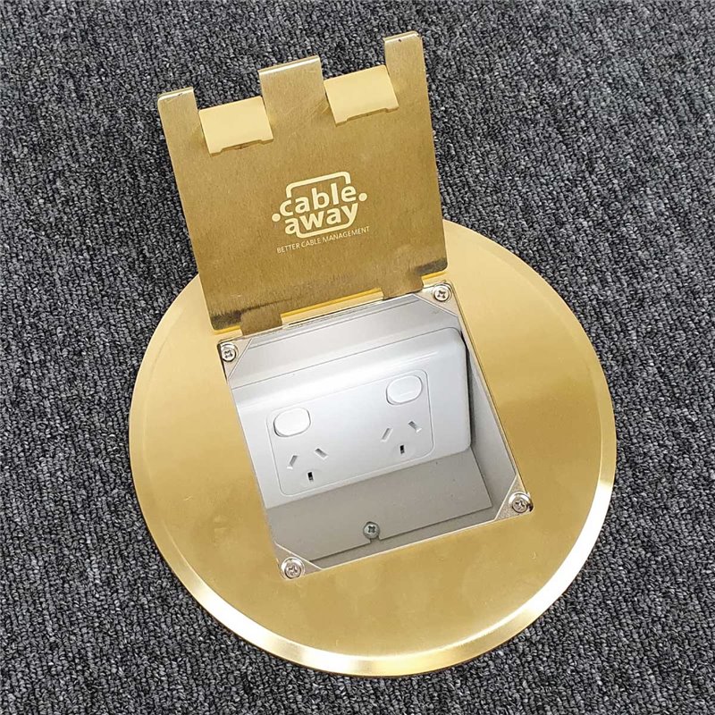 Floor Outlet Box 1 Standard DGPO Brass Round Flush 145 Series