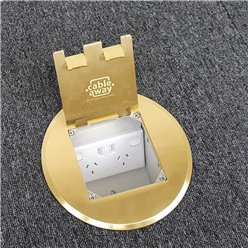 Floor Outlet Box 1 Standard DGPO (2 x USB Charge) Brass Round Flush 145 Series