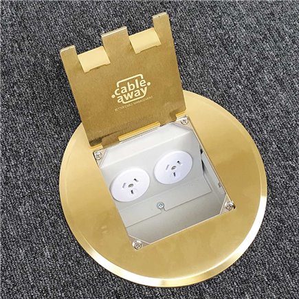 Shallow Floor Outlet Box 2 Power Brass Round Flush 145 Series