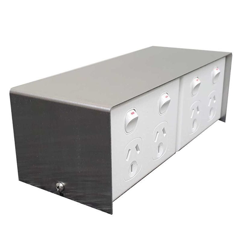 FP Series Floor Pedestal Outlet Box Stainless Steel 4 x DGPO (BACK TO BACK)