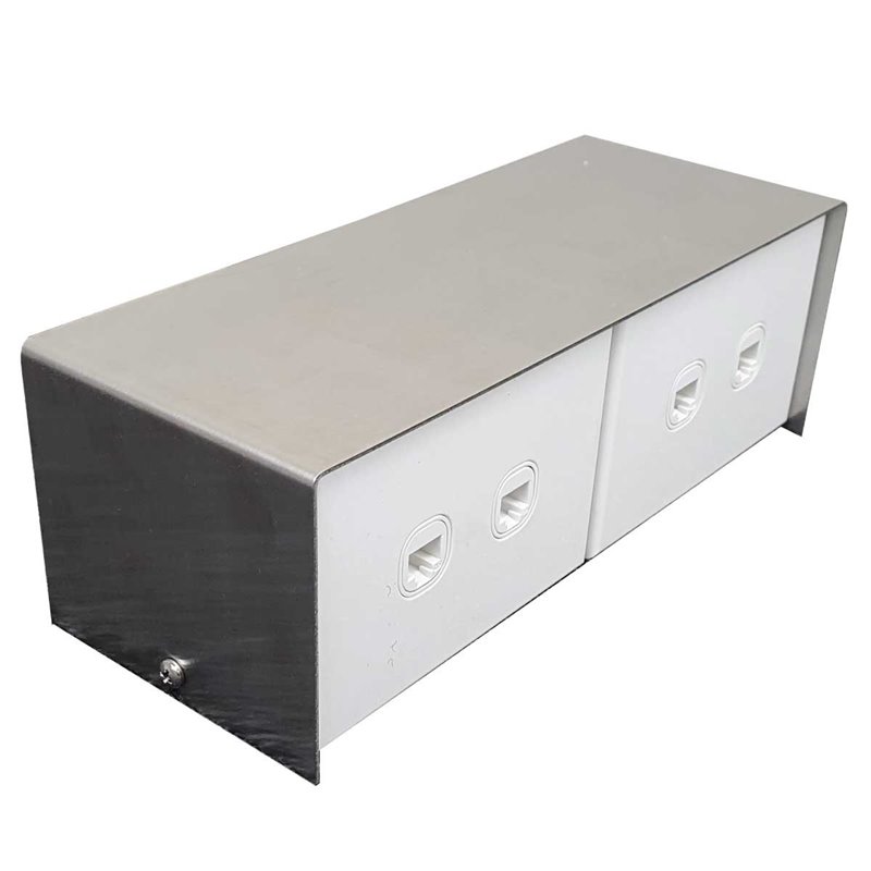 FP Series Floor Pedestal Outlet Box Stainless Steel 2 x DGPO & 4 x Data Provisions (BACK TO BACK)