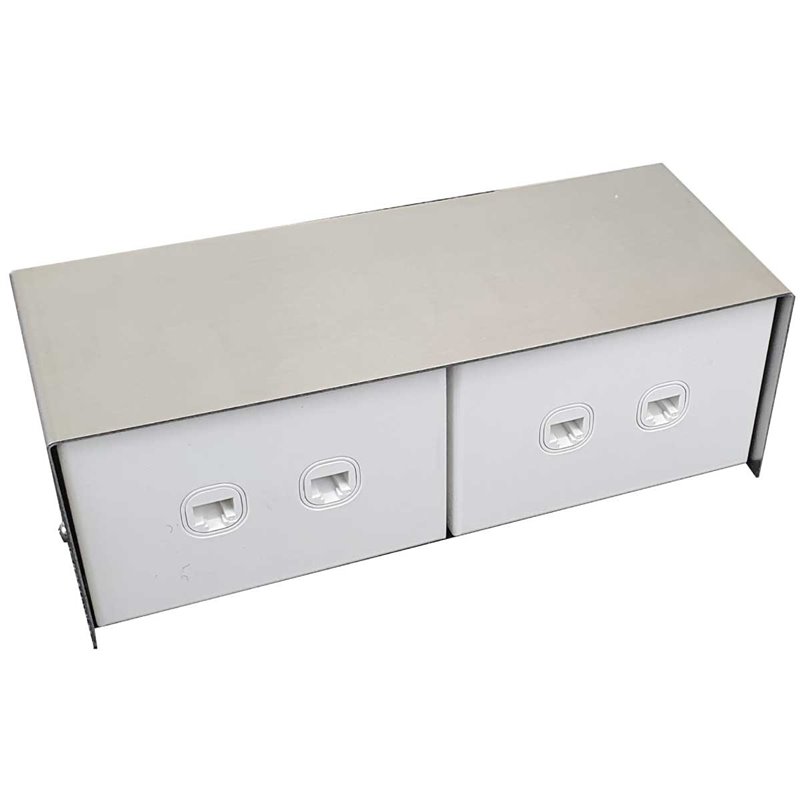 FP Series Floor Pedestal Outlet Box Stainless Steel 2 x DGPO & 4 x Data Provisions (BACK TO BACK)