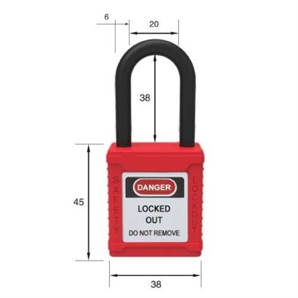 LOCKOUT NYLON PADLOCK (45x38x20) RED