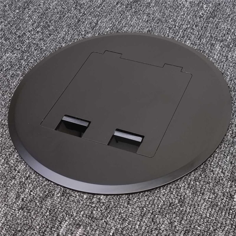 Floor Outlet Box 1 Standard DGPO (2 x USB Charge) Stainless Steel Black Round Flush 145 Series