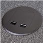 Floor Outlet Box 1 Standard DGPO (2 x USB Charge) Stainless Steel Black Round Flush 145 Series