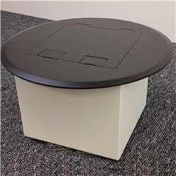 Floor Outlet Box 1 Standard DGPO (2 x USB Charge) Stainless Steel Black Round Flush 145 Series