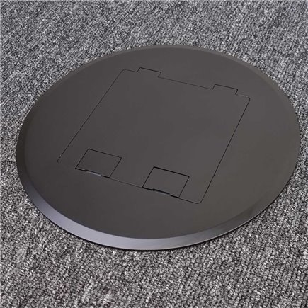 Floor Outlet Box 2 Power 3 Data Stainless Steel Black Round Flush 145 Series