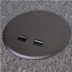 Floor Outlet Box 2 Power 3 Data Stainless Steel Black Round Flush 145 Series